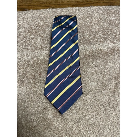 Banana Republic Other - Banana Republic 100% Silk Mens Tie Blue Gold Red Stripes Vintage Designer 3.75"
